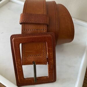 Banana Republic Wide Leather Women’s Belt In Cognac L Squared Leather Buckle